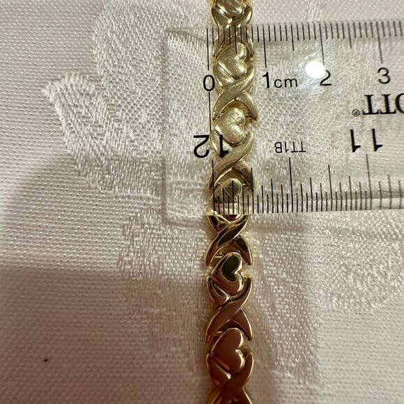 18K Gold Plated XP Hugs Kisses XOXO Necklace Bracelet Set Oro Laminado - Picture 7 of 10